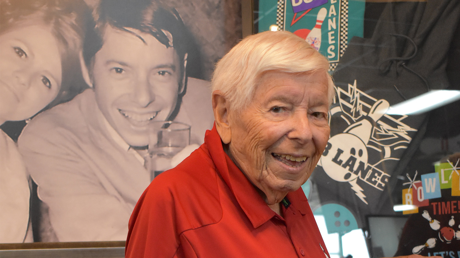 Howard Baum is a statistician for NC State basketball and poses at B&B Bowling Lanes.