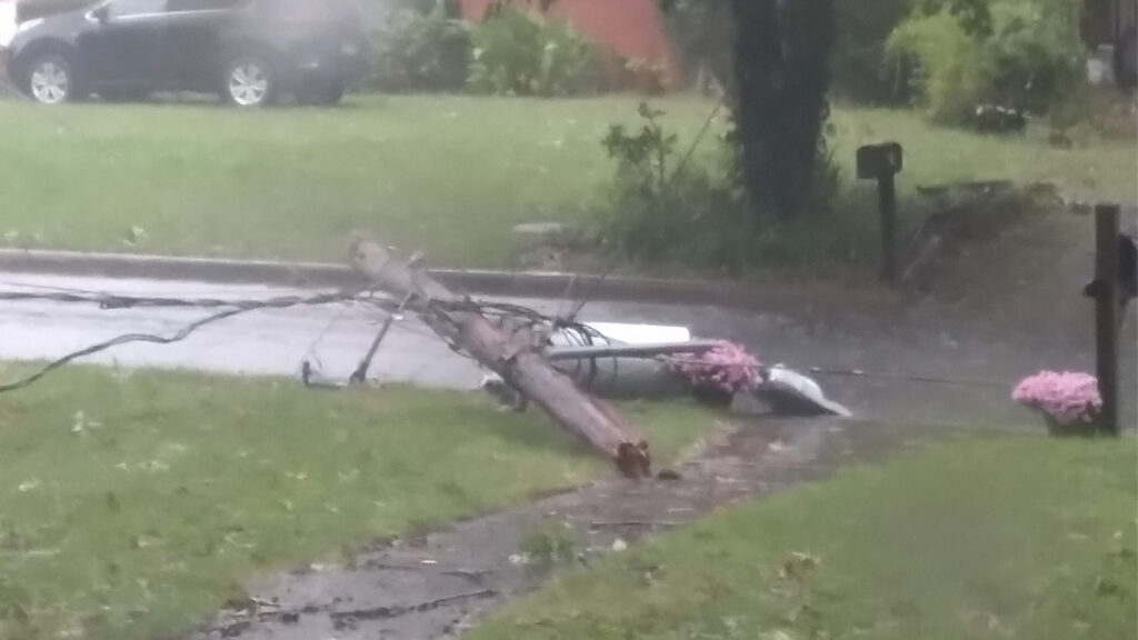 A downed transformer from a snapped power line was a common sight in western North Carolina neighborhoods. 