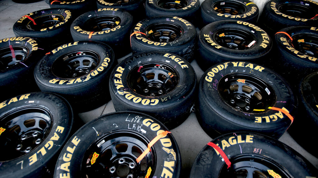 Tires used in NASCAR.